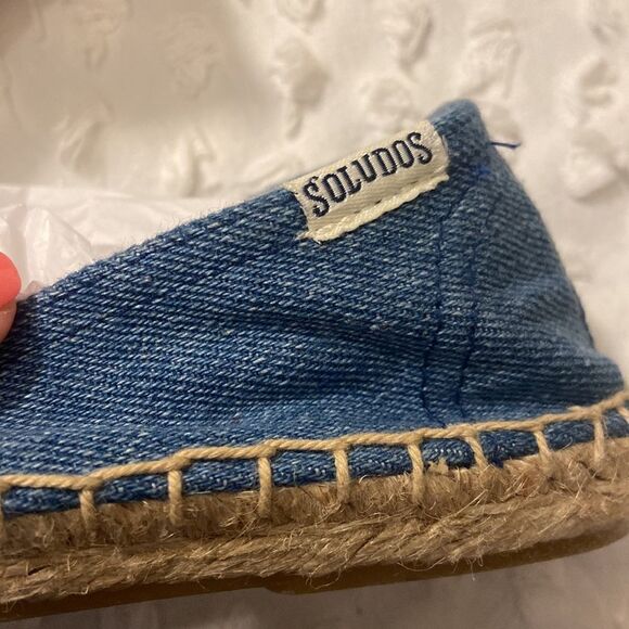 Soludos Jason Polan Denim Espadrille Mustard Hot Dog Size 6 - Picture 4 of 8